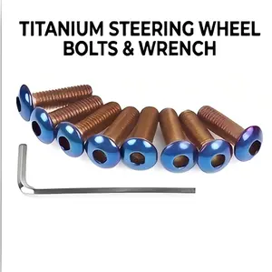 6PCS Titanium Steering Wheel Bolts | Lightweight Burnt Blue Hex Screws for Racing Cars ： boujee accessories
