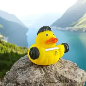 Gym Buddy Duck, Weightlifting rubber duck, cool cartoon car Duck Decoration jeep ducking, 1 Piece