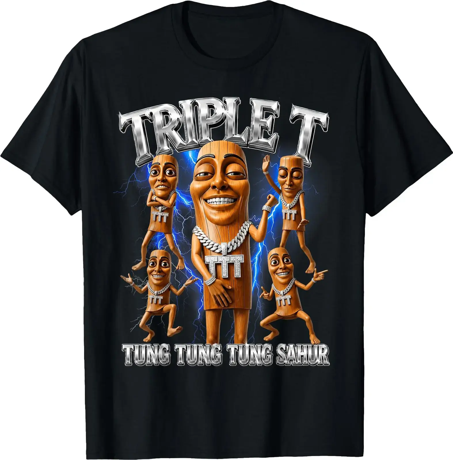 Tung Tung Tung Sahur Brainrot Meme Shirts Triple T T-Shirt Funny Graphic Tees