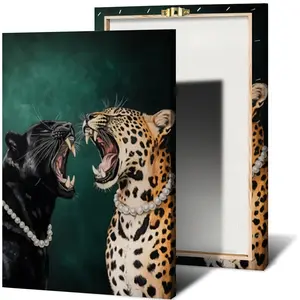 1pc Wrapped Solid Wood Frame, Exquisite Poster. Cheetah Art Print, Emerald Green Art Suitable For Room Decoration, Home Decoration, Holiday Decoration, Living Room Decoration, Entrance Decoration
