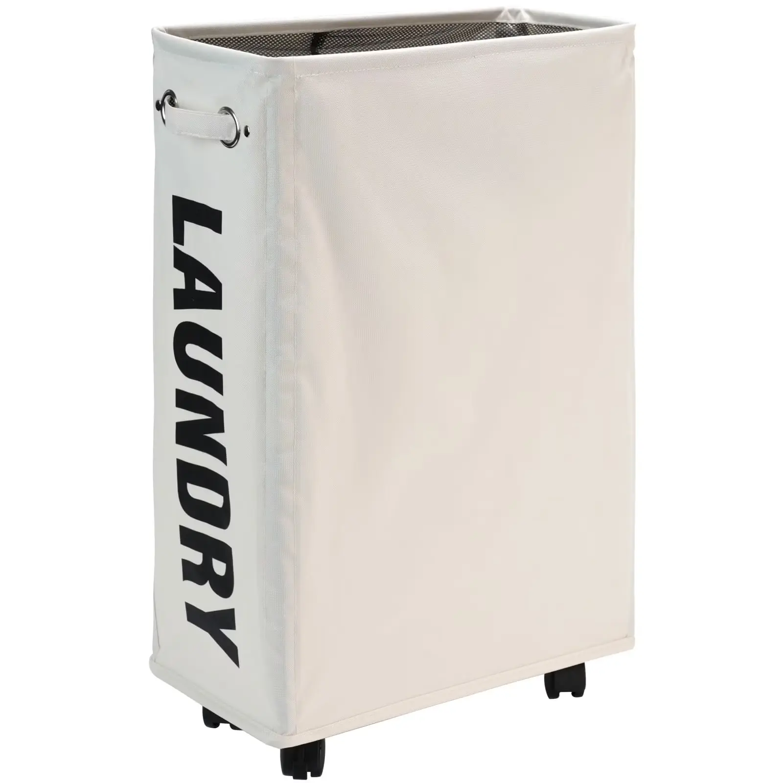 25-Inches Slim Laundry Basket on Wheels, Collapsible Rolling Laundry Hamper, Foldable Narrow Corner Clothes Storage Bins