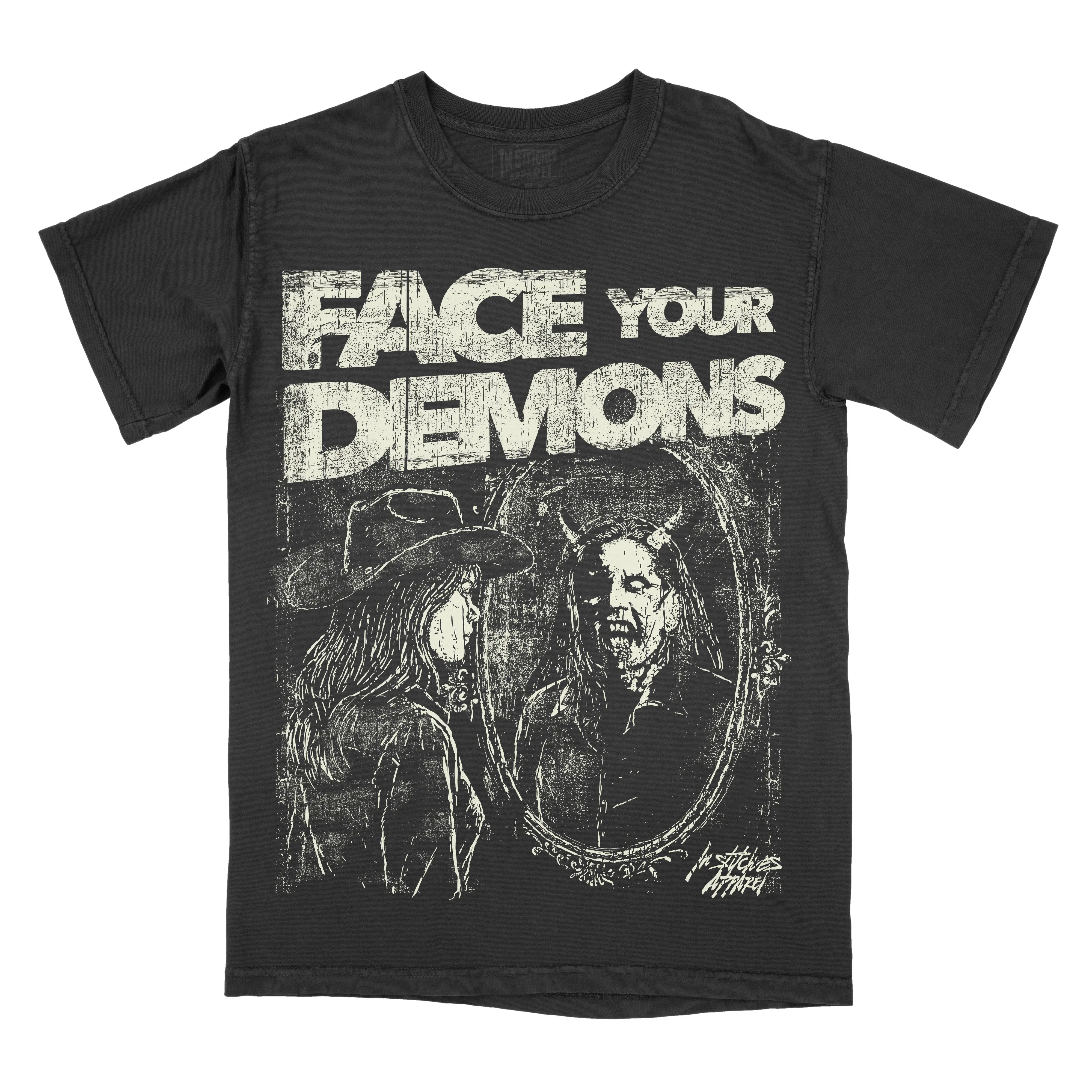 Face Your Demons Comfort Colors Unisex T-shirt Gothic Alternative Fashion Top Tshirt Streetwear Short sleeve Printed Cotton Alt Goth