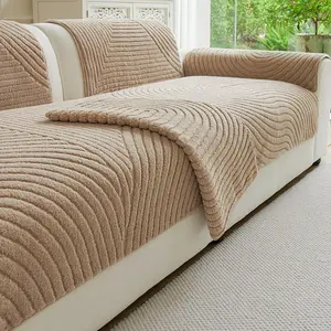 Plush Sofa Cover Couch Slipcover Soft Fabric Non-Slip Furniture Protector Queen Size Single/multi-Seat Integrated Design Sofa Couch Covers