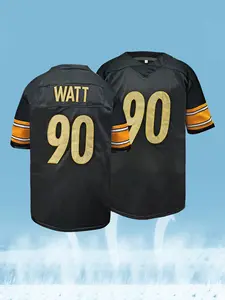 Men's T.J. Watt #90 Vintage Football Jersey - Stitched Retro Football Shirt, Breathable Short Sleeve Sports Uniform for Daily Wear, Game Day & Football Fans Collection, Sports Top