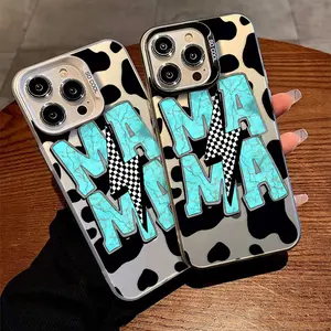 Mama Pattern Matte Shockproof Anti-Scratch Stylish Smartphone Cover for iPhone 17 15 16 14 Pro Max 13 12 11 XR XS Plus Cow Skin Digital Protector