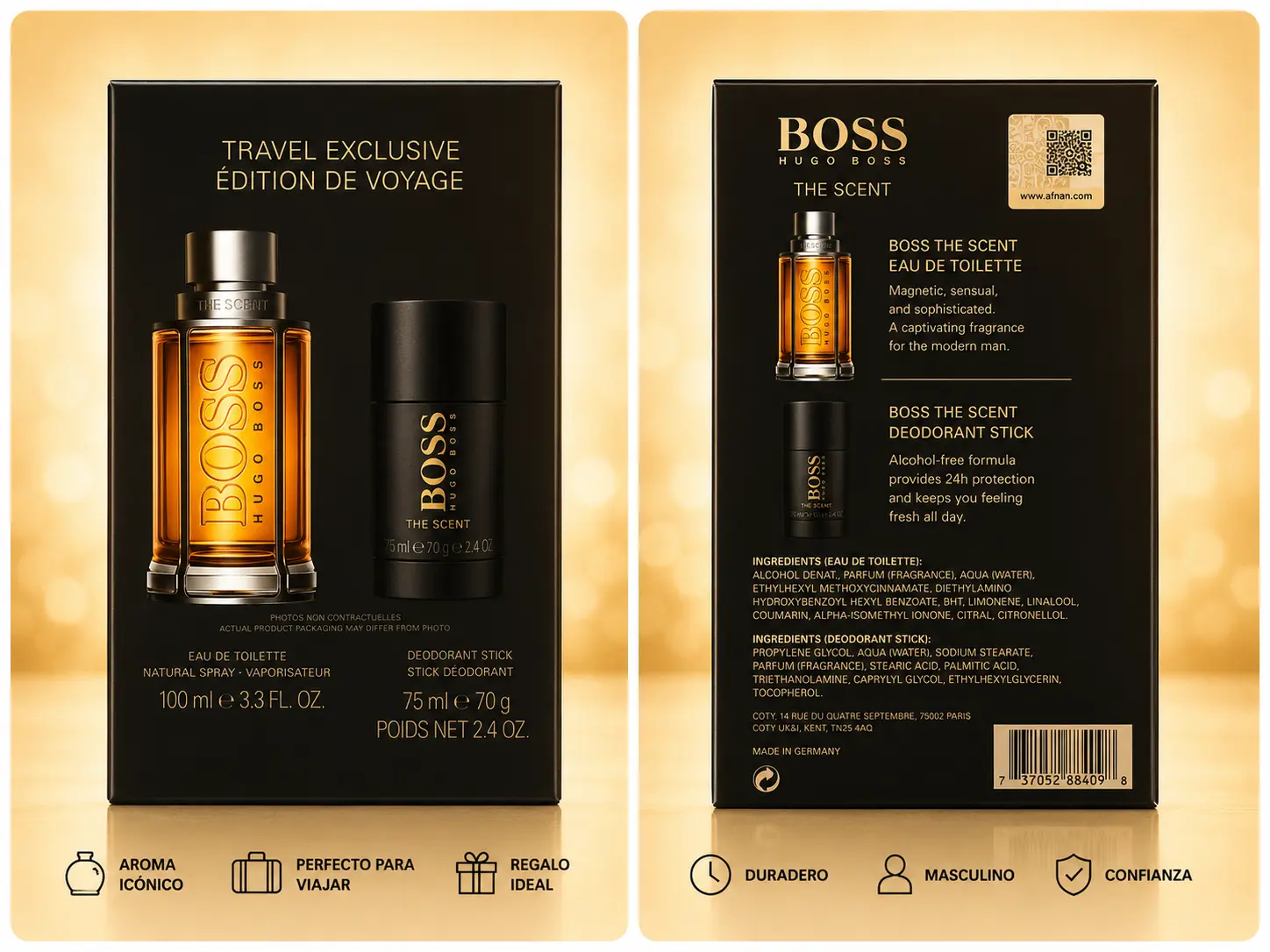 HUGO BOSS The Scent for Him EDT 3.3 oz (100 mL) + Deodorant Stick Gift Set