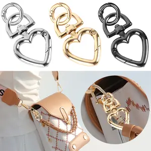 Double Opening Metal Rotating Spring Buckle, Heart + O Shape Combination, Fashion Bag Essential, Chain Hook Extender, DIY Crafts, Unisex (3 Piece Set)