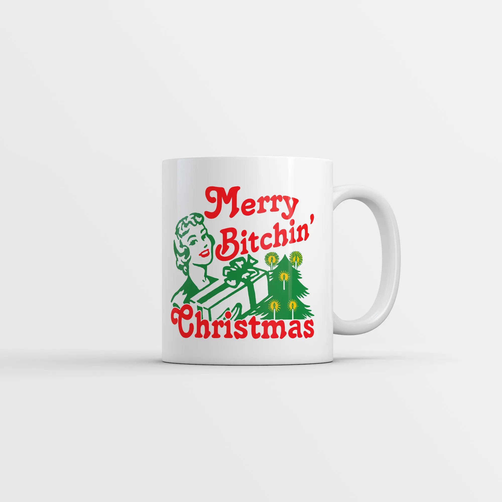 Merry Bitchin Christmas Mug Funny Sarcastic Christmas Graphic Coffee Cup - 11oz Funny Coffee Mugs Ceramic Printed Drinkware Cup