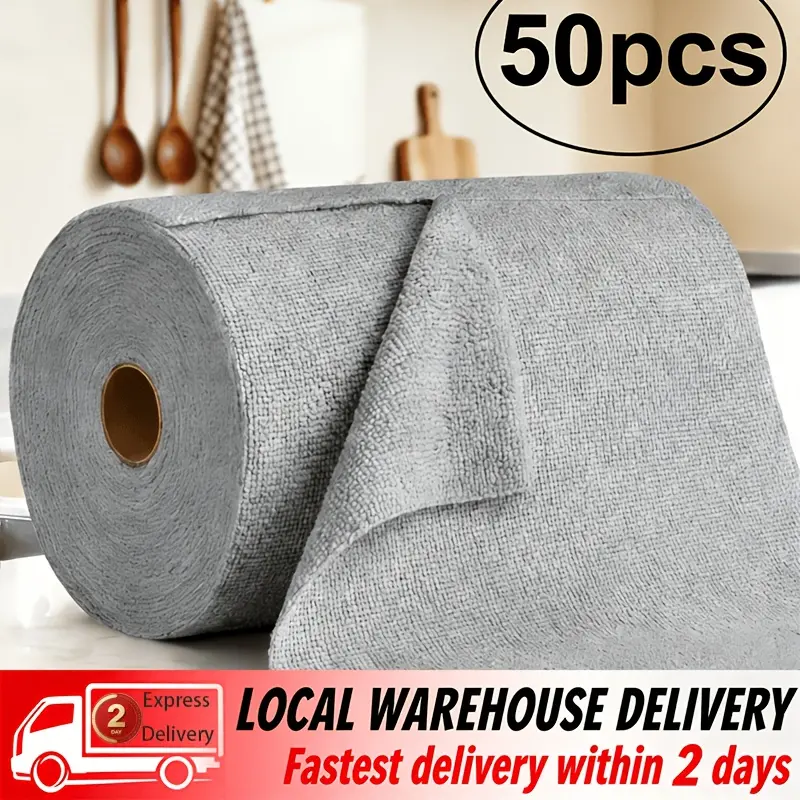 1/2 roll of microfiber cleaning cloth, 20/50 pieces, removable microfiber towel, 7.88 inches x 7.88 inches, reusable cloth, microfiber cleaning cloth/kitchen towels/reusable/dish towels/paper towels/household/
