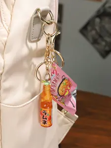Simulation Marbles Bobble Soda KeyChain Miniature Japanese Ramune Soda keychain Cute Dollhouse Ornaments Bag Accessories