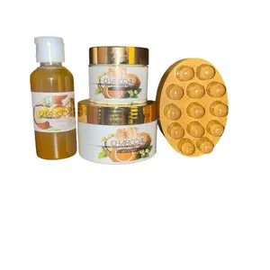 Madame Poupée Set - 4oz Body Cream, 2oz Face Cream, 2oz Body Oil, 4.5oz Soap - Complete Skincare Solution for Bright & Even Skin Tone