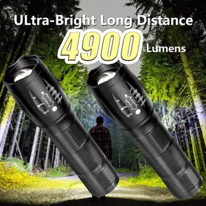2 Pack Tactical Flashlights Torch 4900 Lumens Grade 5 Modes Waterproof Handheld for Camping Biking Hiking Outdoor Home Emergency Portable