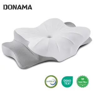 DONAMA | Neck Support Pillow + FREE Cooling Pillowcase - Ergonomic Cervical Pillow + Dual-Height Memory Foam with Cooling Pillowcase for Side Back & Stomach Sleepers OEKO-TEX Certified Premium Sleep Quality