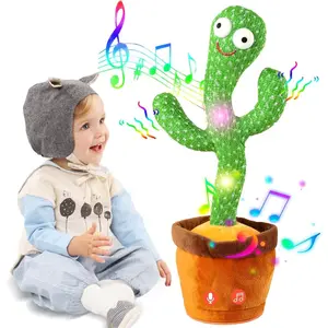 Cactus soft plush toy that can speak and dance, equipped with 15 second recording, voice repetition and adjustable volume music, LED lights - ideal birthday and Easter gifts for adult and children's language toys