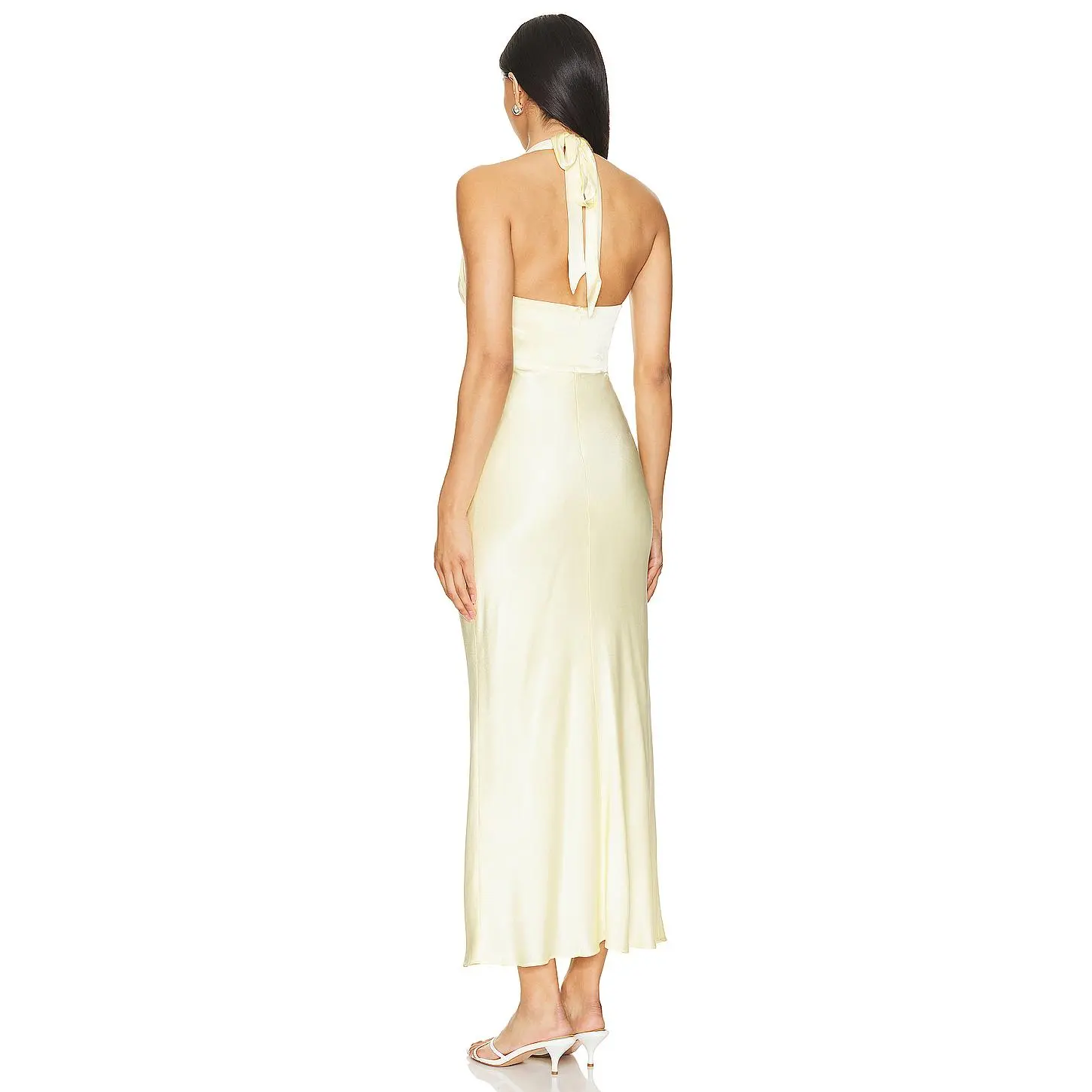 Shona Joy La Lune Plunged Halter Midi Dress in Peach - TikTok Shop
