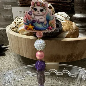Cat Mermaid Inspired Pen with Sparkling Beads and Colorful Design for Unique Writing Experience