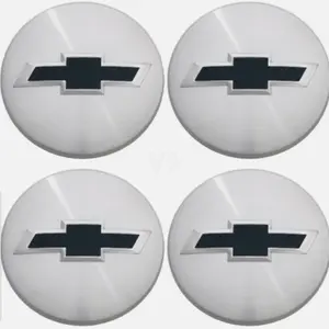 4Pcs of Chevrolet Center Caps 3.25” 83mm Brushed Silver Black Bowtie 22837060
