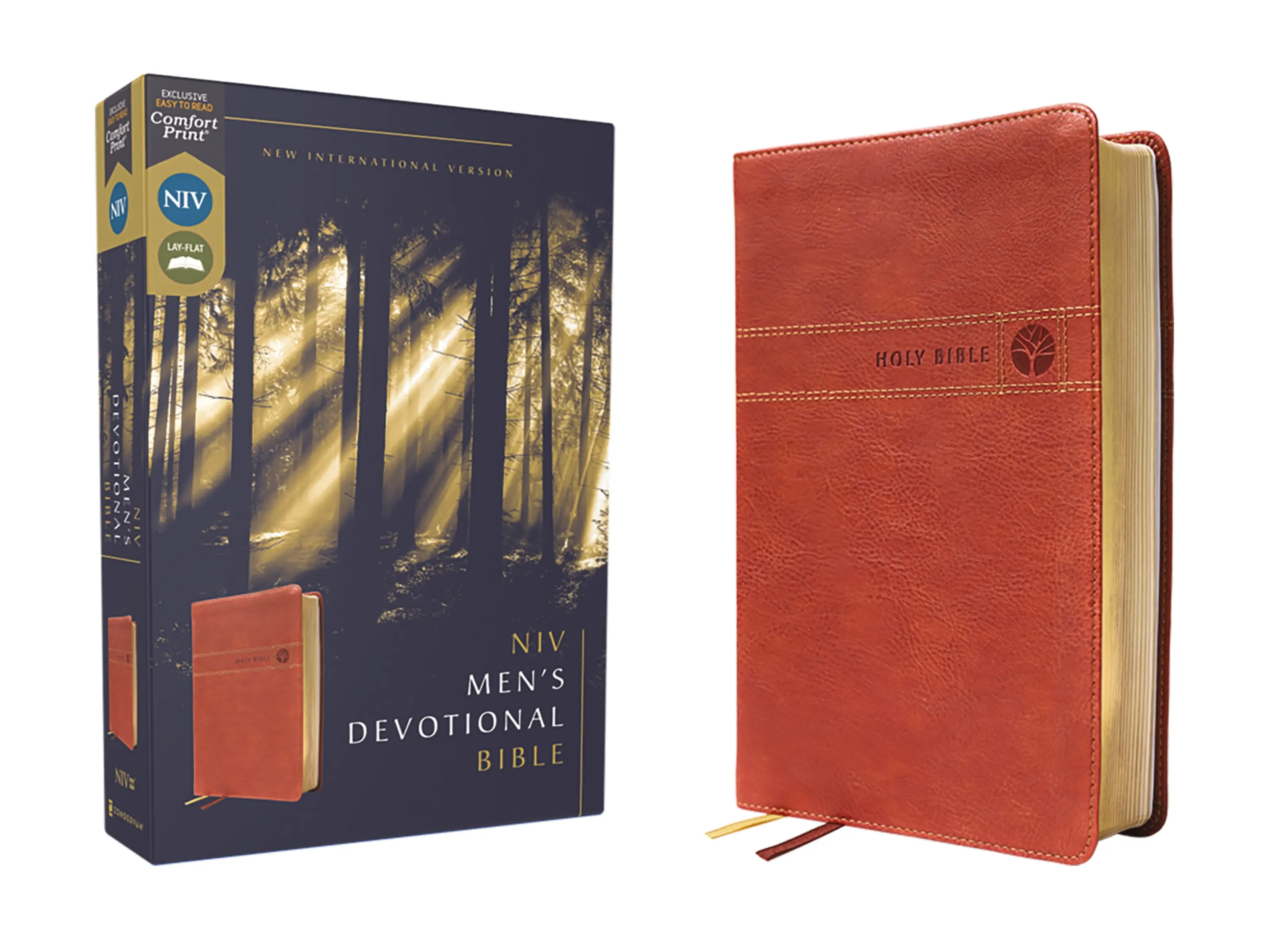 NIV, Men's Devotional Bible (By Men, for Men), Leathersoft, Brown, Comfort Print by Zondervan [Leatherbound Book]