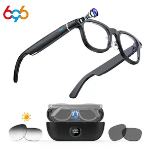 Coucur 2026 G1-AI 4K Smart Camera Glasses, Multifunctional Smart Glasses, 6-axis stabilization AI Photo Recognition, Real-Time Translation & Charging Case, ENC noise reduction for Bluetooth Calls, Wearable Glasses-2 pairs of interchangeable lenses