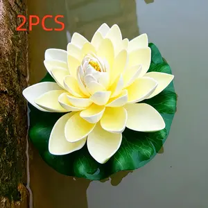 2pcs Artificial Floating Foam Pond Plants with Lily Leaves - Realistic Water Lilies, Suitable for Aquarium, Pool, and Water Garden Decor, EVA Material, Realistic Green Leaves, Aquarium Decoration