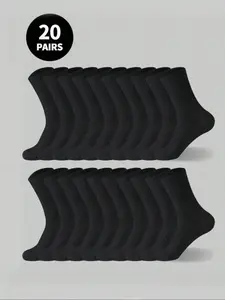 20 Pairs Mid-Calf Socks, Breathable Comfortable Sweat-Absorbent Anti-Odor Multi-Purpose Soft Unisex Crew Socks for Fall