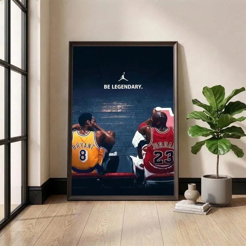 [Sale up to 50%] Mamba Mentality Motivational Poster, Be Legendary Kobe Bryant Michael Jordan Print, Basketball Wall Art, Home Gym Decor, Sports Office Gift