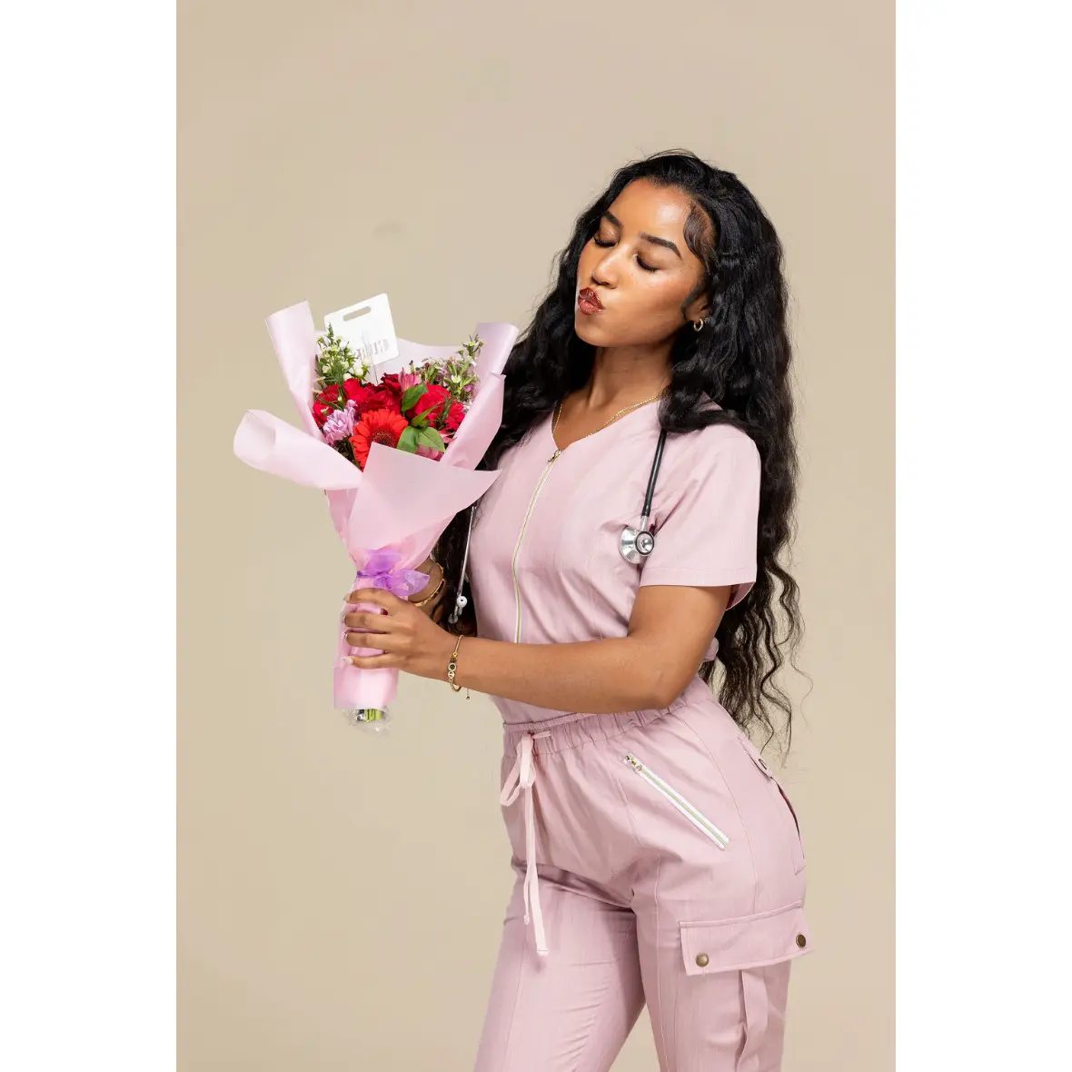 NEW Heavenly: Pink Scrub Top