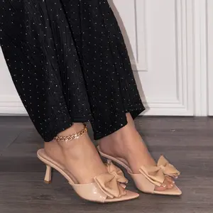 Susan - Bow-Adorned Kitten Heel Mules, Pointed Toe & Plush Insole, Ideal for Effortless Style from Brunch to Cocktail Parties Women