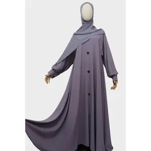 Closed Cuffed Flare Umbrella Abaya - Soft Lilac