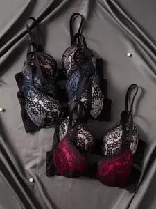 5 Pack Push Up Stretch Everyday Bra,V-Neck，Womenswear comfort wear，Women's Lingerie & Underwear，Nonslip Bra，Adjustable strap woman，Wired bra，Supportive bralette，Simple Comfy T-shirt IntimatesBra，Comfy bralettes，Bra solutions，Pullover Bra，Compression Bra