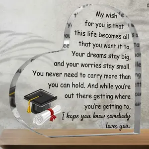 Graduation Desk Plaque - Modern Acrylic Keepsake Sign with Inspirational Quote & Graduation Cap Design, Multi-Holiday Home Decor for Graduation,Thanksgiving, Mother'S Day