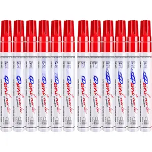 Pens  Markers Red - 12 Pack Permanent Markers Oil Based for Metal , Pens for Metal,  Tyre,Plastic, Ceramic, Plastic, Canvas, Rock Painting, Glass, Craft Supplies
