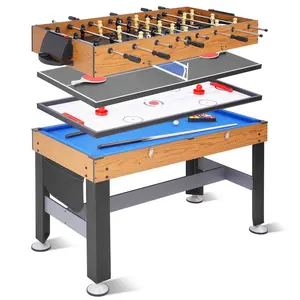 4-in-1 Game Table, 54" Combo Game Table for Billiards, Table Tennis, Foosball & Hockey, Sports Arcade Games with Accessories, Ideal for Game Rooms and Family Game Nights