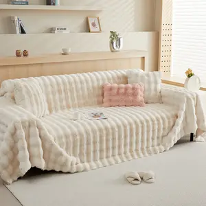 BTTO Shaggy Fur Sofa Blanket Cover Soft Rabbit Fur Thick Sofa Slipcover Chairs Sofas Bed Cover Bedroom Winter Warm Living Room