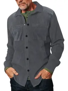 Casual solid - color corduroy button - front cardigan jacket, work - wear shirt in Carhartt - style, European and American fashion。