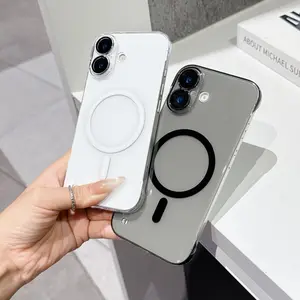 Luxury for Magsafe Clear Frameless Slim Case for iPhone 16 17 Pro Max Air 14 15 Plus 13 Magnetic Wireless Charging Cover