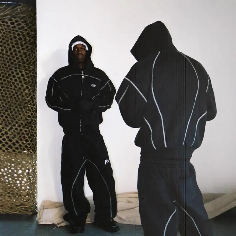 2025 Streetwear Tracksuit | Unisex Letter Print Windbreaker Hoodie Set | Casual Sporty Outfit for Men & Women 2025 Streetwear Tracksuit | Unisex Letter Print Windbreaker Hoodie Set | Casual Sporty Outfit for Men & Women