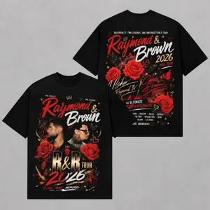 🎤 [100% Cotton]The R&B Tour 2026 V2 Gildan Graphic T-Shirt – Vintage Concert Tee, Retro Raymond & Brown Hip Hop Streetwear Shirt, Unisex 100% Cotton Tee, Music Merch Fan Apparel, Casual Short Sleeve, Trendy Gift for Fans, Men & Women Concert Outfit"