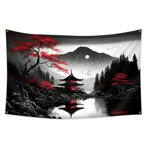 1pc, Japanese Scenery Flag Banner, Wall Tapestry, 2*3ft(60*90cm) /3x5ft (90*150cm), 4 Grommets, Single-Sided Printing, for Indoor, Outdoor, Home, Room, Man Cave, Bedroom, Bar, Yard, Garden, Activities, Decorations