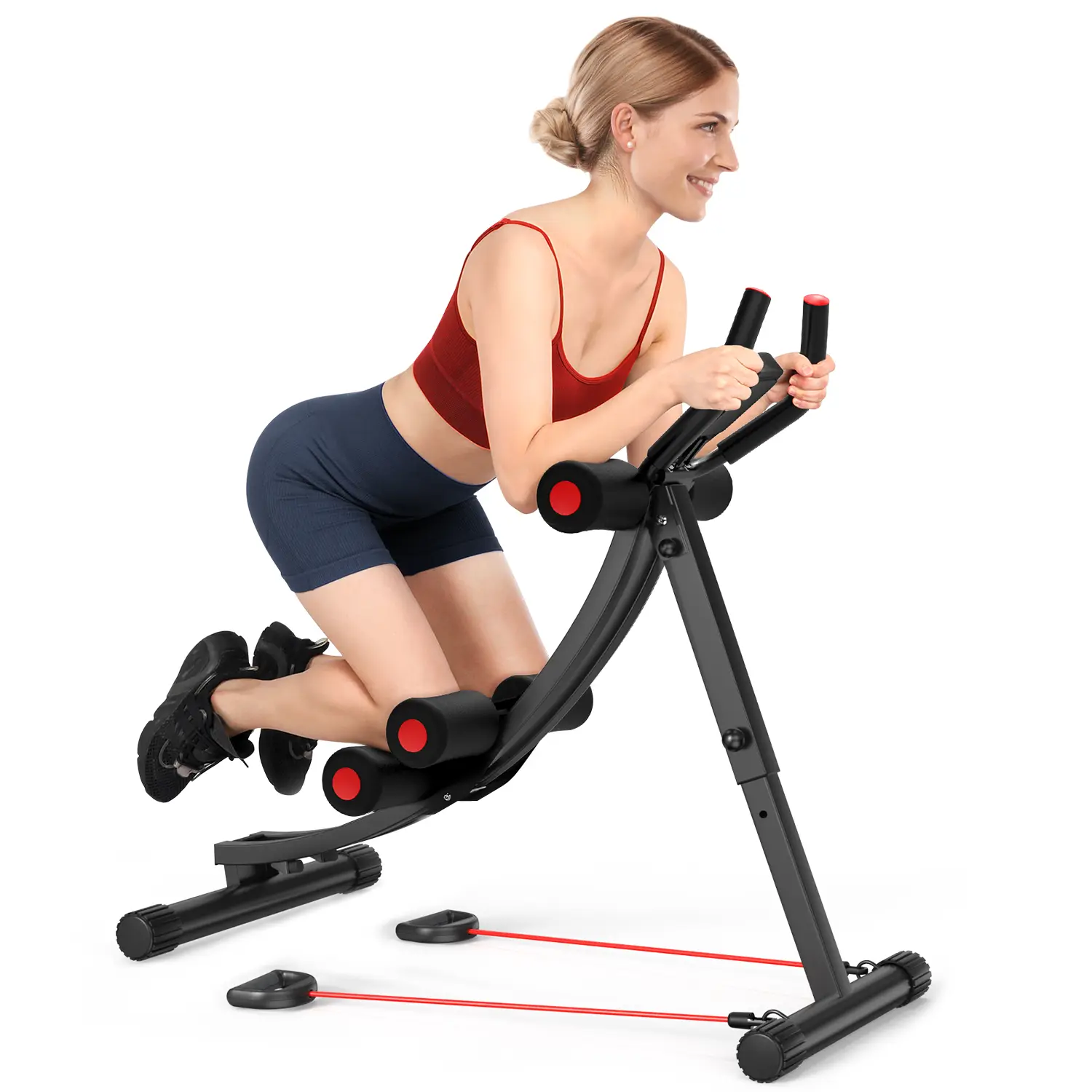 Ab Machine with Elastic Band for Home Workout, Foldable Ab Workout Equipment, Core Exercise Equipment for Home Gym Ab Machine with Elastic Band for Home Workout, Foldable Ab Workout Equipment, Core Exercise Equipment for Home Gym