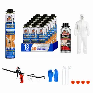 High DensityPolyurethane Expanding Spray Foam for Walls and Attic, 40 Spray Foam, Closed Cell Spray Foam Insulation Kit ,  Easy DIY Wide Spray Foam Kit with Gun, Cleaner & Safety Gear