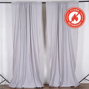 2 Pack 5ftx10ft Silver Scuba Polyester Backdrop Drape Curtains, Durable Flame Resistant Event Divider Panels Wrinkle Free With Rod Pockets