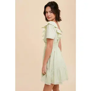 Square Neck Ruffle Mini Dress