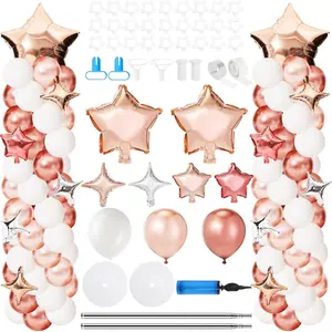 110 Pcs Champagne Rose Gold Balloons Column Stand Kit Stand from 1.4 to 6.6 ft with Bases for Graduation Wedding Birthday Baby Shower