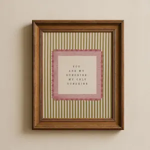 [UNFRAMED POSTER] You Are My Sunshine Nursery Wall Art, Neutral Striped Girls Room Decor Print, Cottagecore Kids Room Decor