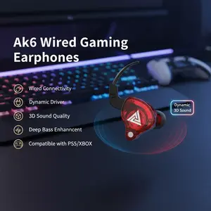 AK6 Gaming Earphones (Wired)  | Dynamic Driver for 3D Sound & Deep Bass | Clear Mic – Fits PS5/XBOX/Console | Esports & Voice Chats