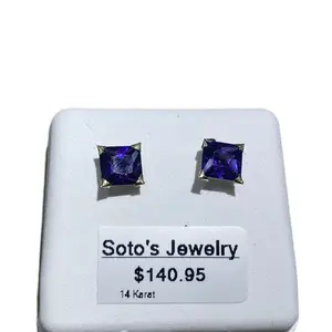 Soto’sjewelry 14k purple Cubic Stone Stud Earring