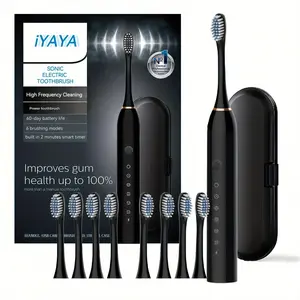 Electric Toothbrush with 8 Brush Heads (1 Set), Intelligent Toothbrushes, Gum Protecting Toothbrushes, Travel Toothbrushes, Daily Oral Care Products, Family Toothbrush Kit