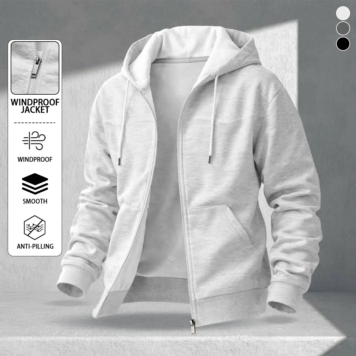Men's lightweight knit hoodie sweatshirt with zipper long sleeves, stylish and trendy design, suitable for everyday wear, work, school, and spring/autumn outfits Tops Menswear Casual