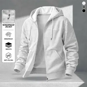 Men's lightweight knit hoodie sweatshirt with zipper long sleeves, stylish and trendy design, suitable for everyday wear, work, school, and spring/autumn outfits Tops Menswear Casual